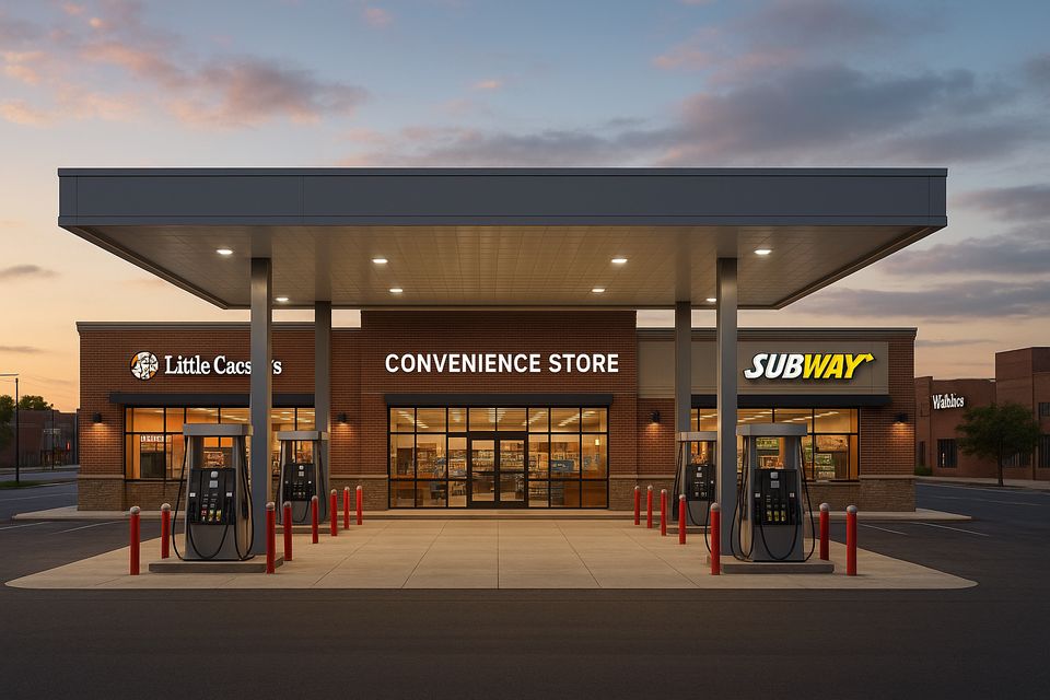 Gas station and convenience store rendering